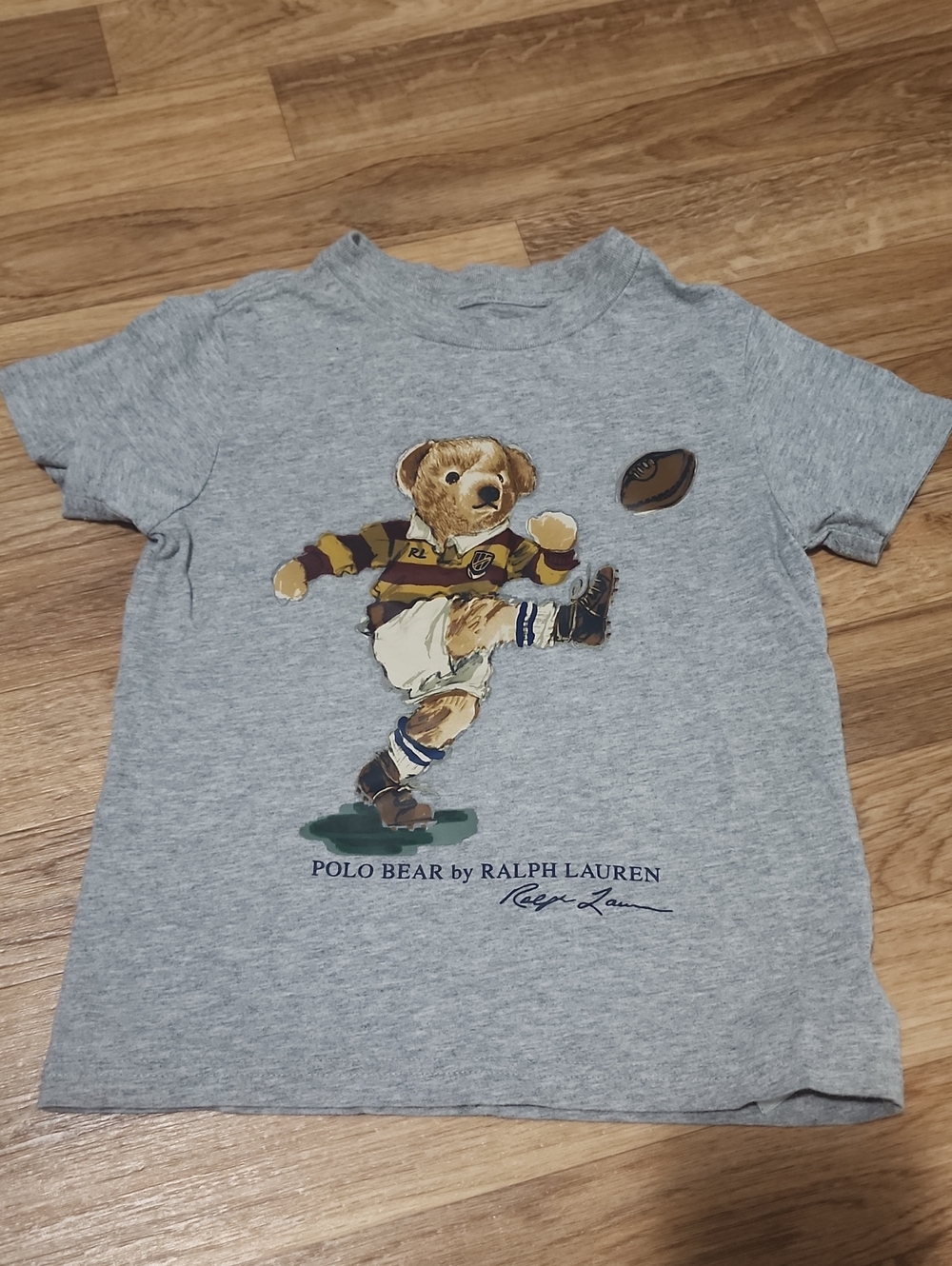 Ralph Lauren Grey Polo Bear Rugby Graphic Tee